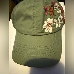 Women’s Adjustable Embroidered Olive Green Cap